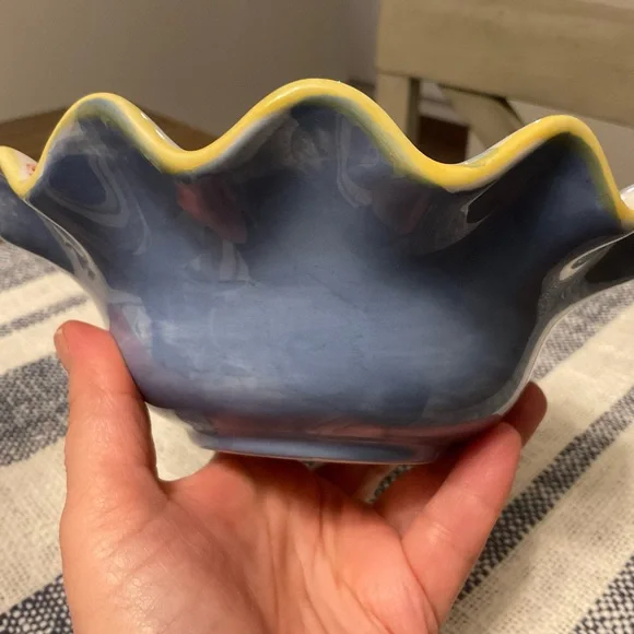 Vintage “ND Exclusive” Hand Painted Scalloped Edge Floral Ceramic Dish/Bowl - Picture 3 of 14